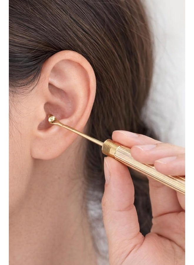 My souq store:Metal Earwax Removal Tool with Protective Case - Gold-Tone Reusable Ear Pick - Image 5